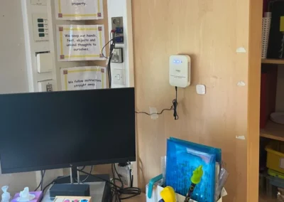 Sensor attached to a computer monitor in an office