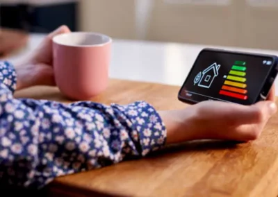 Person with mug looking at smart meter